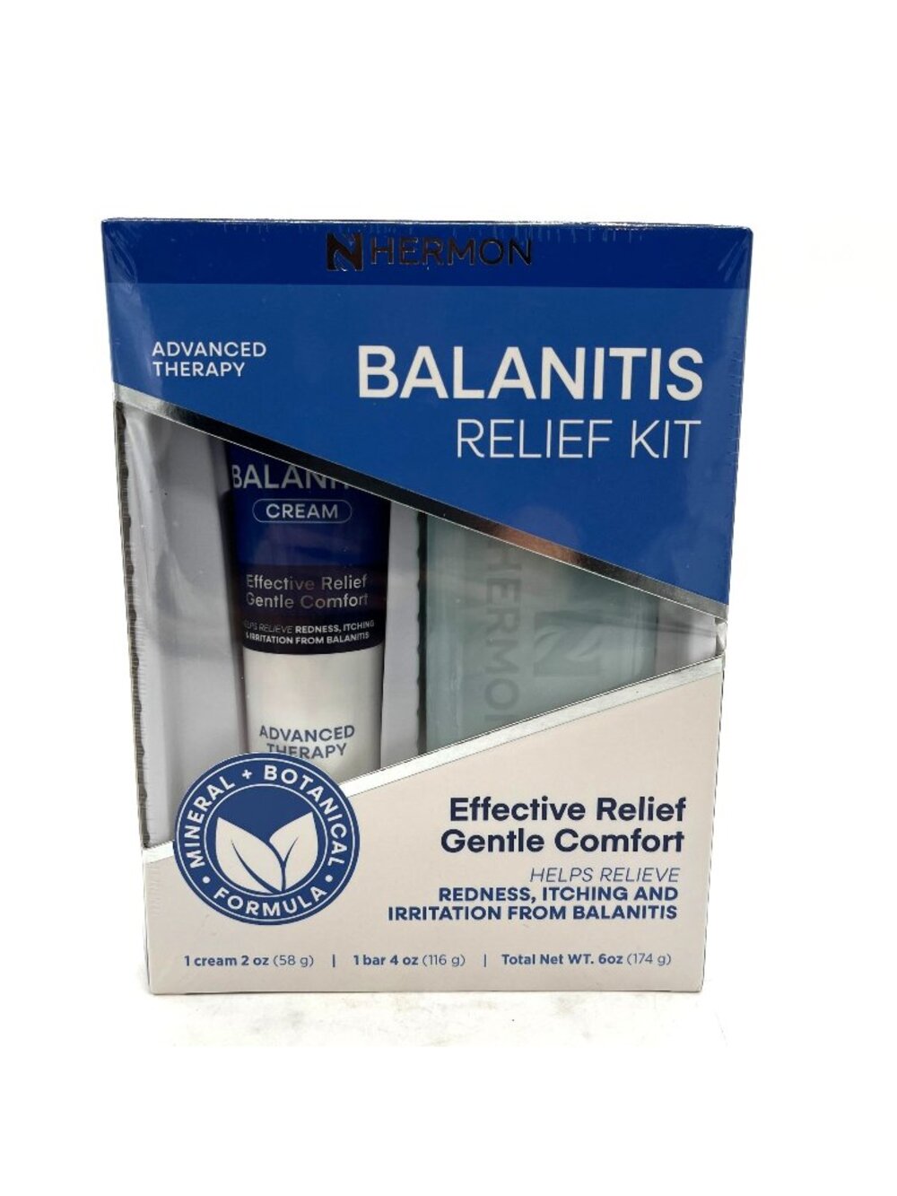 Hermon Balanitis Relief Kit Advanced Therapy Cream & Soap Bar 6 Oz TW Exp 03/29